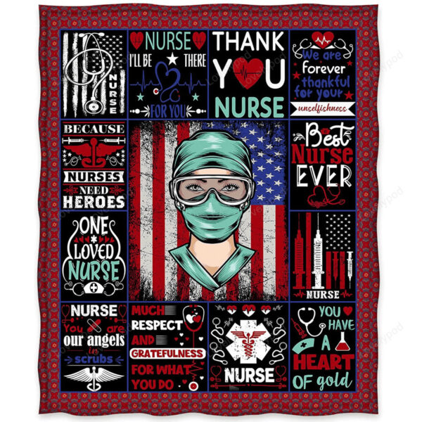 Nurse Theme Blanket, Nurse Gifts for Women, Nurses Week, Birthday, Christmas, Soft Throw Blanket for Home Decoration