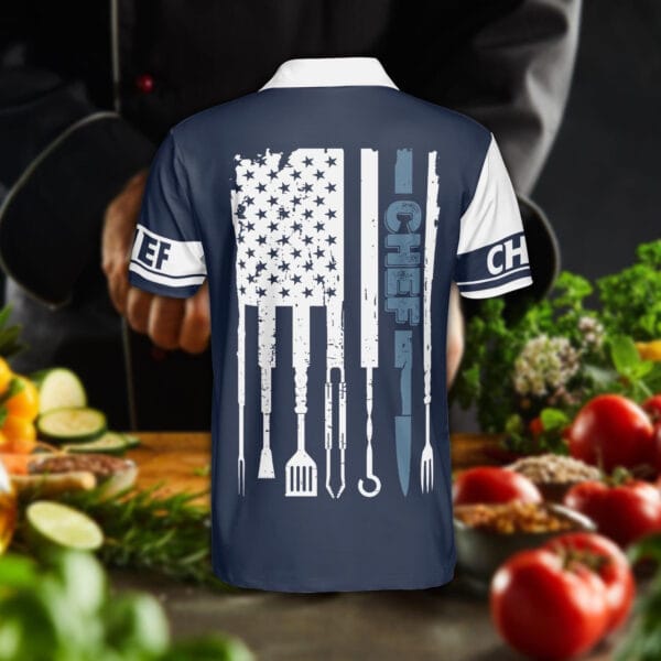 Skull Chef Cooking Polo Shirt For Men, Gift for Chef - Image 3