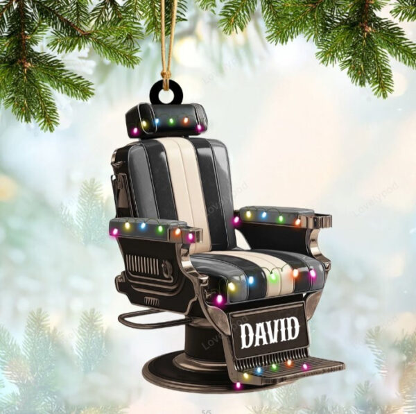 Personalized Barber Shop Chair Christmas Ornament 2024 New Release, Christmas tree decoration - Image 3