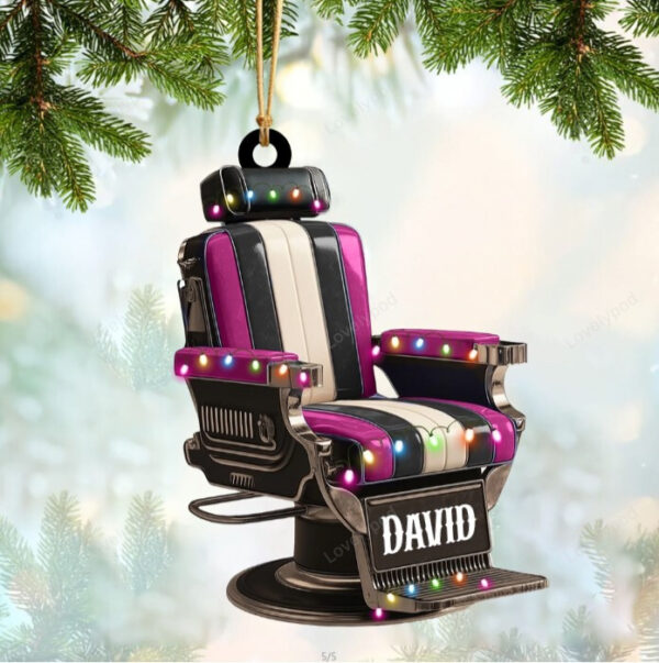 Personalized Barber Shop Chair Christmas Ornament 2024 New Release, Christmas tree decoration - Image 4