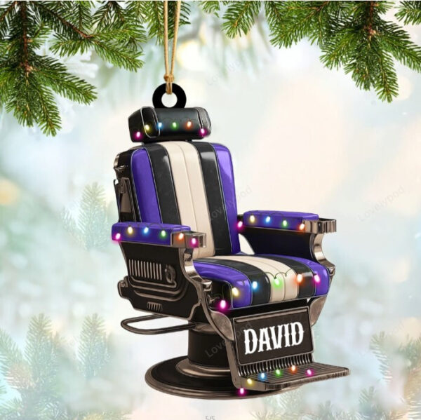 Personalized Barber Shop Chair Christmas Ornament 2024 New Release, Christmas tree decoration - Image 5