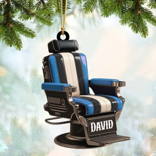 Personalized Barber Shop Chair Christmas Ornament 2024 New, Christmas tree decoration - Image 2