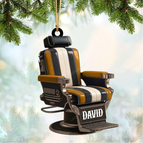 Personalized Barber Shop Chair Christmas Ornament 2024 New, Christmas tree decoration - Image 3