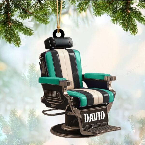 Personalized Barber Shop Chair Christmas Ornament 2024 New, Christmas tree decoration - Image 6