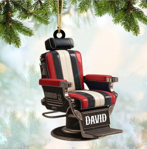 Personalized Barber Shop Chair Christmas Ornament 2024 New, Christmas tree decoration - Image 8