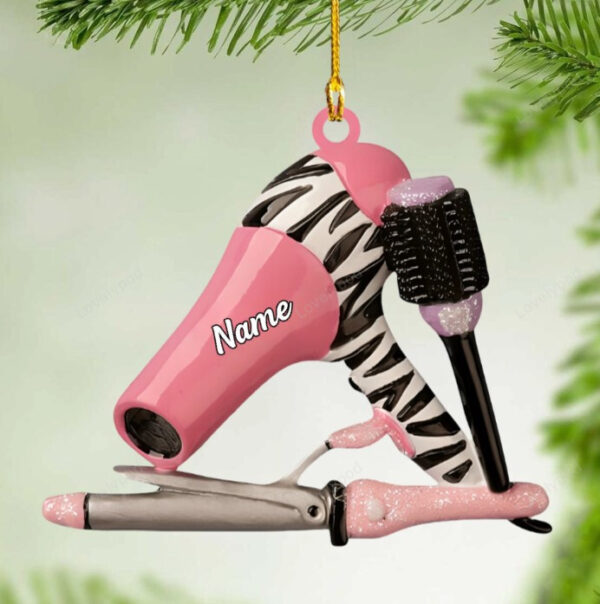 Personalized Name Hair Stylist Tool Christmas Ornament, Gifts For Hairdresser Barber - Image 8