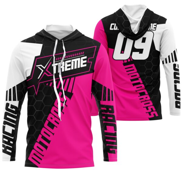 Extreme Motocross Jersey Personalized UPF30+ Racing Shirt Dirt Bike Off-road Biker Motorcycle - Pink NMS631 - Image 3